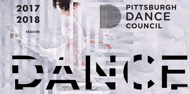 dancer on a white background, 2017 2018 season, Pittsburgh Dance Council logo