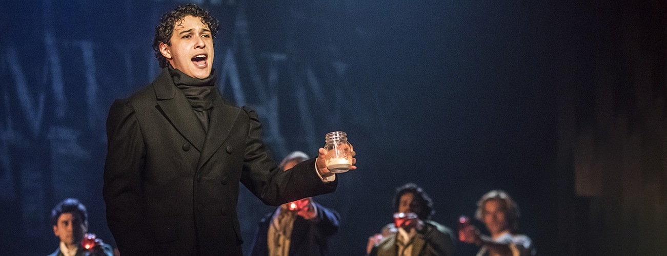 Joshua Grosso with company in Les Mis