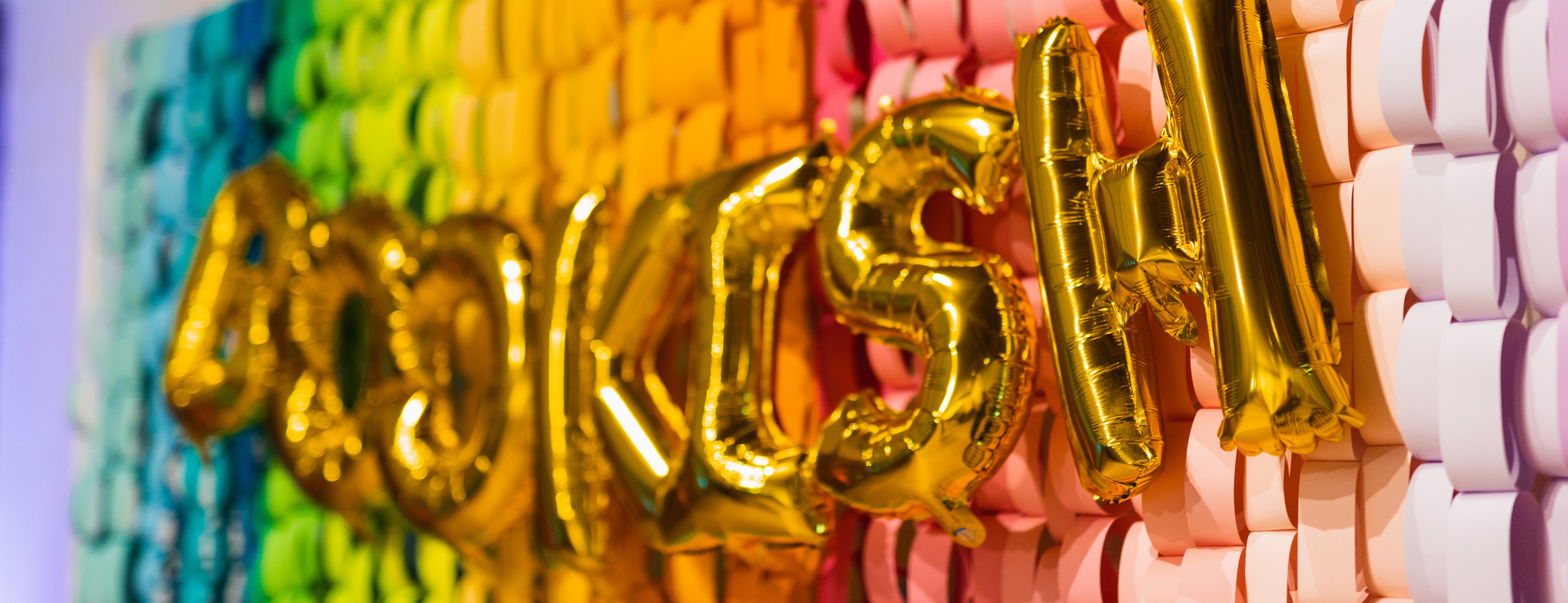 bookish rainbow balloon banner