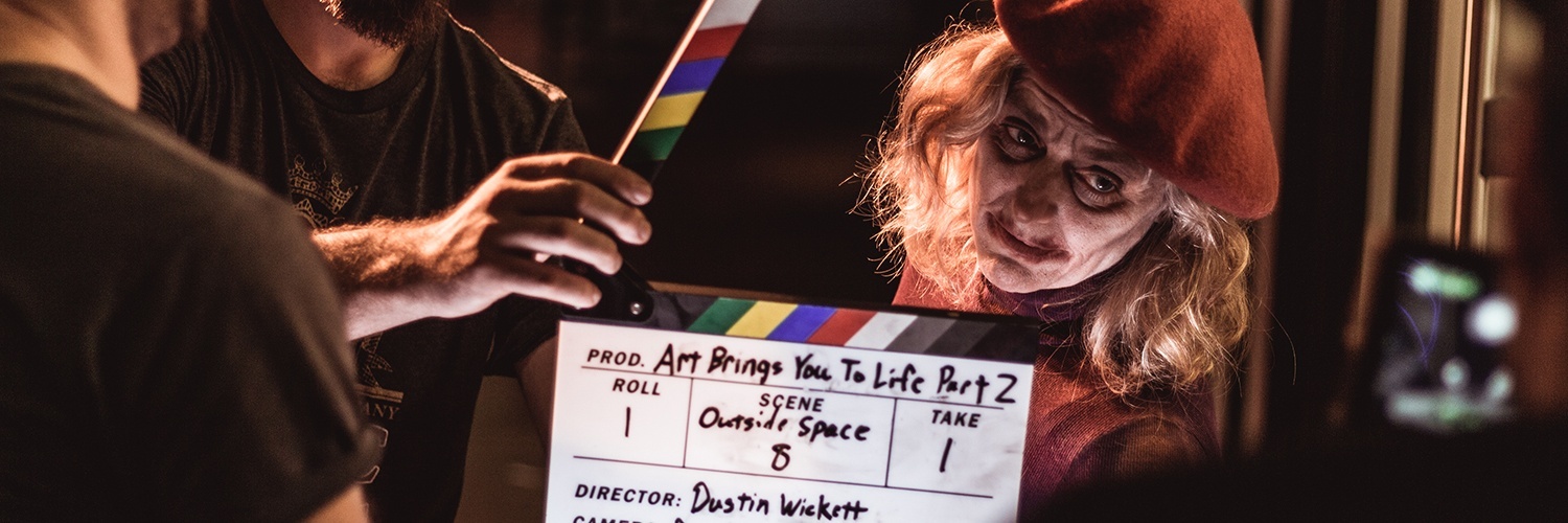 one of our lead zombies prepares for a close up shot