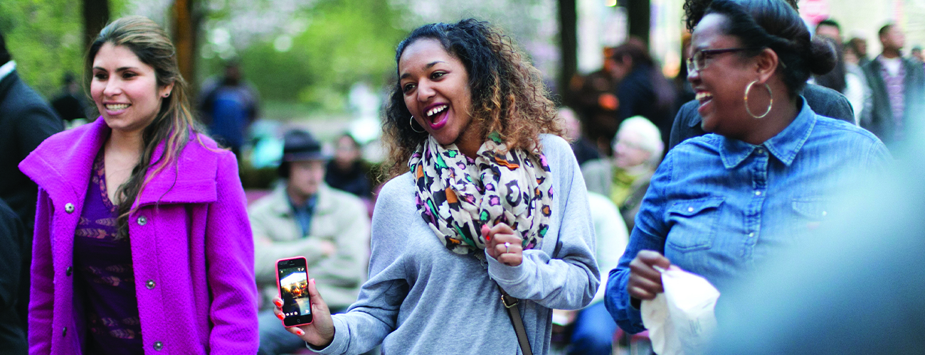 Women having fun in the Cultural District