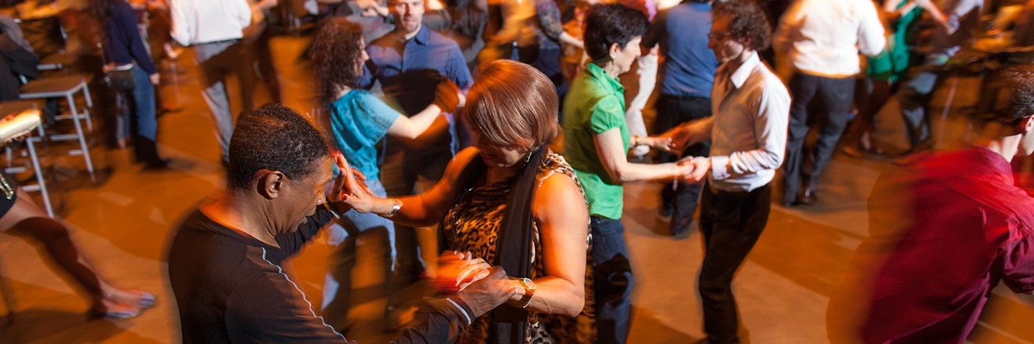 crowd of salsa dancers