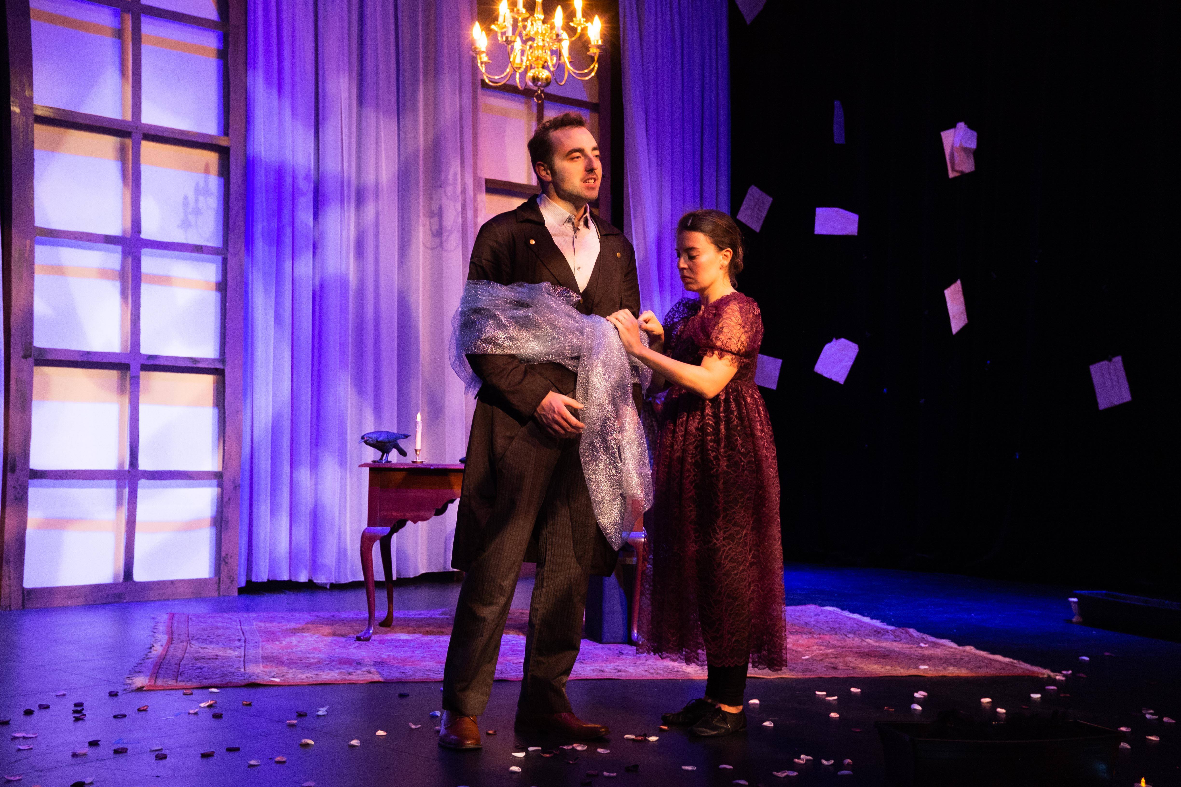 Woman wrapping fabric around Edgar