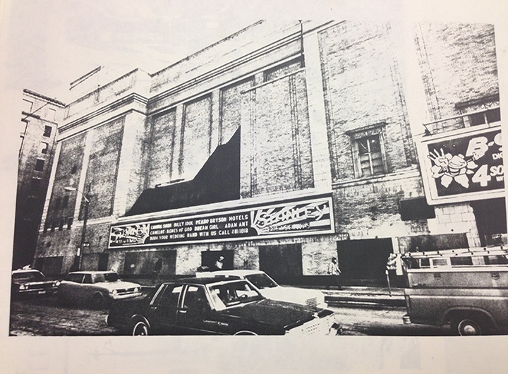 Stanley Theater marquee wide shot