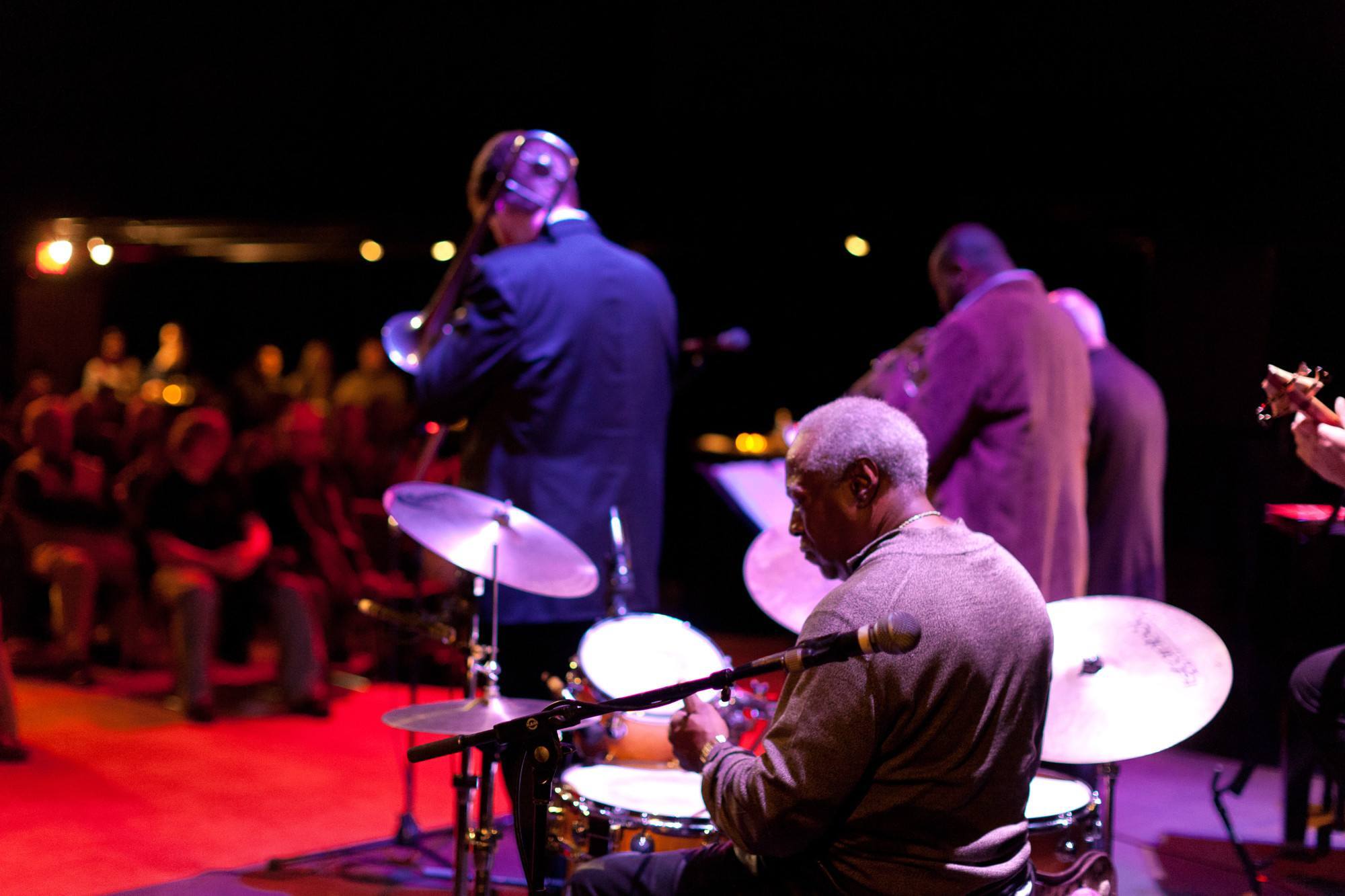 Roger Humphries' big band playing a set on stage