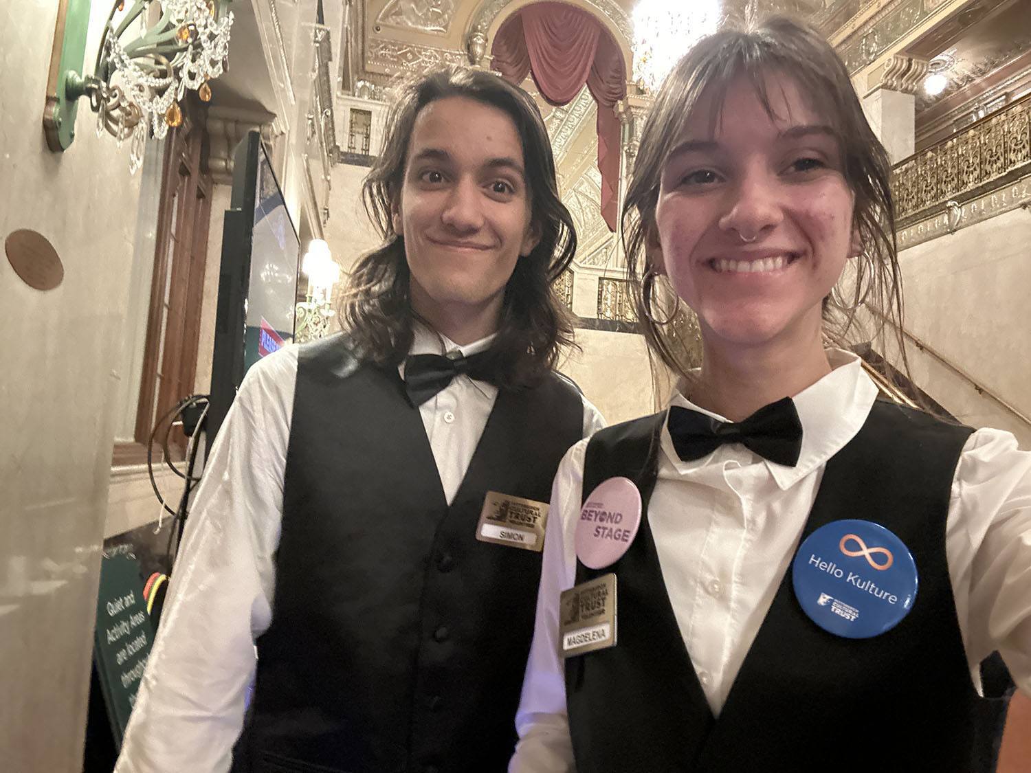 two volunteers taking a selfie.