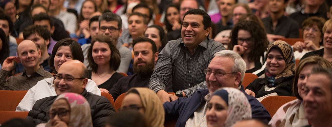 a crowd enjoys a humanities festival event