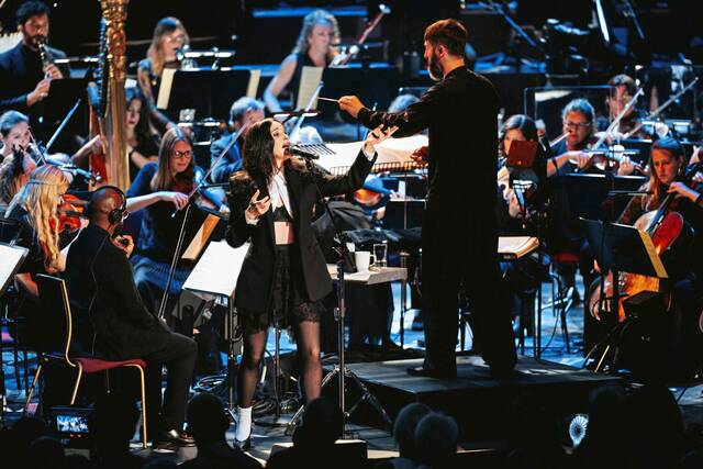 St. Vincent performing with the Pittsburgh Symphony Orchestra at Heinz Hall