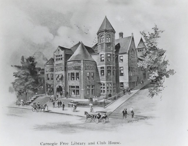 Historical photo of Carnegie One, the first Carnegie library in the United States