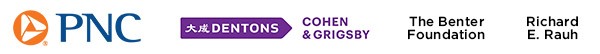 logos for PNC, Dentons Cohen and Grigsby, The Benter Foundation, and Richard E. Rauh