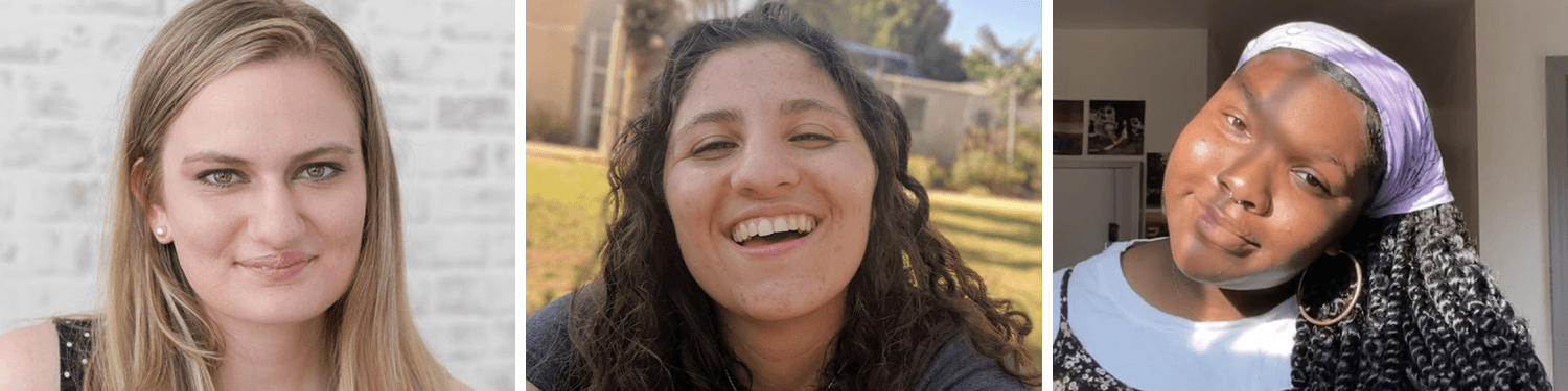 headshots of ashley lynn priore, abby rickin-marks, and zion ross