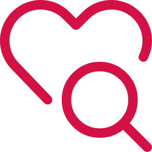 Heart with magnifying glass